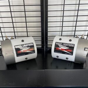 White Lightning Motor side view High-torque White Lightning Motor for golf carts 36V and 48V compatible electric golf cart motor Golf cart performance upgrade with White Lightning Motor Installation-ready White Lightning Motor housing